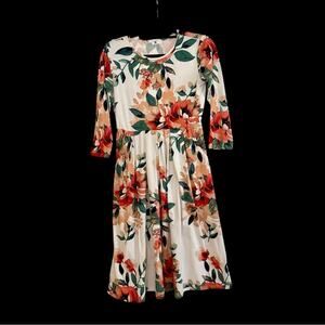 JessaKae Floral Midi Dress - Red and Green